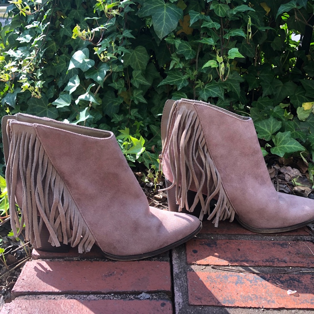 **SOLD** Fringe Booties. Worn Once!
